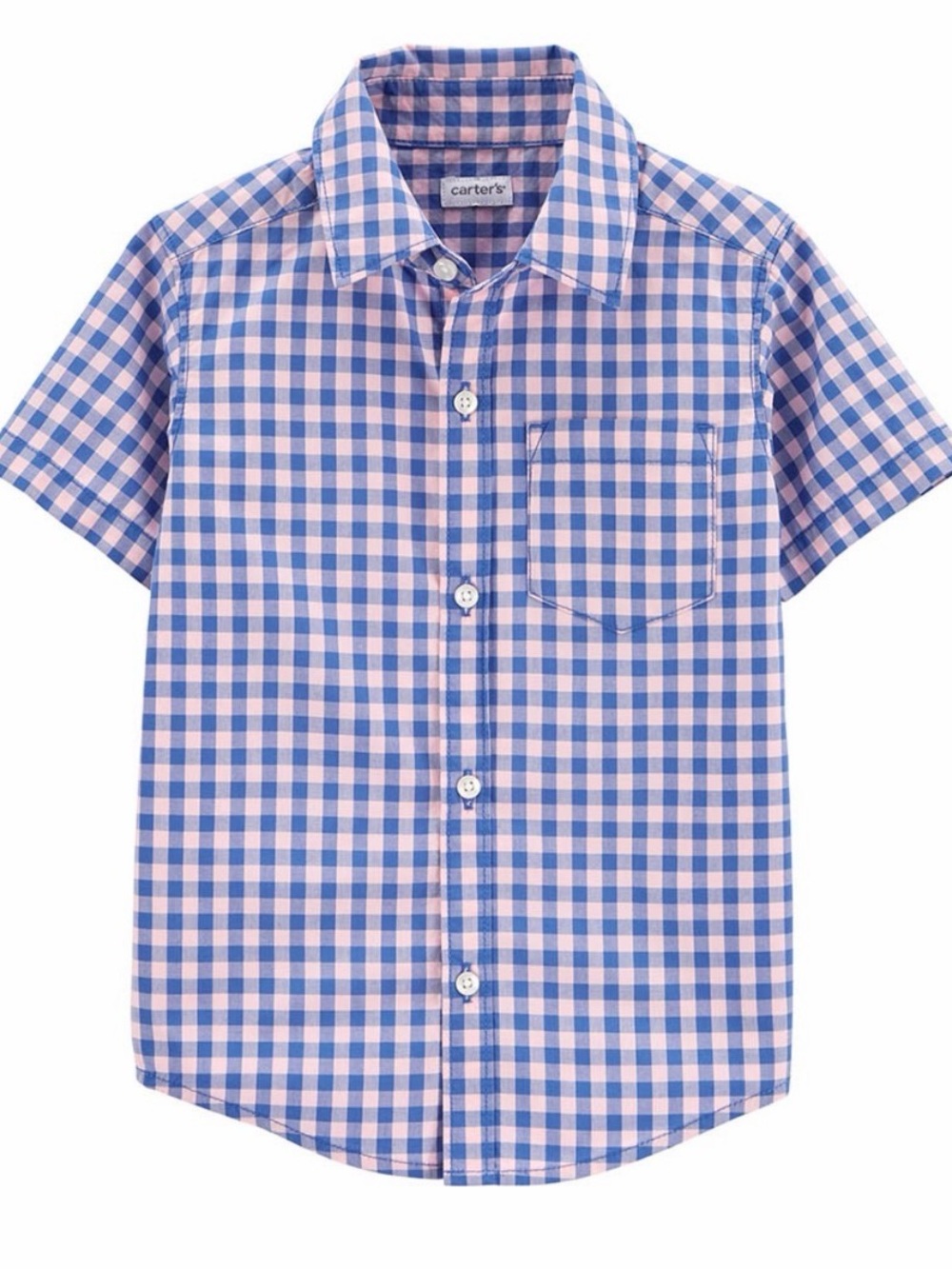 Carter's Pink and Blue Gingham Short Sleeve Button-Down boys size 10